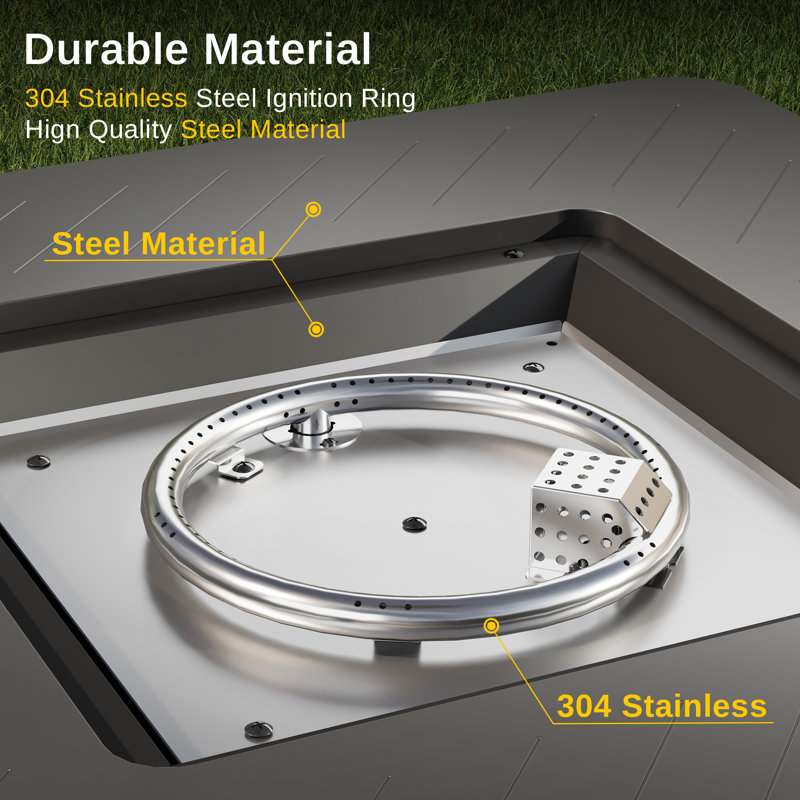 Black 32'' Gas Fire Pit Table with Magnetic Lid