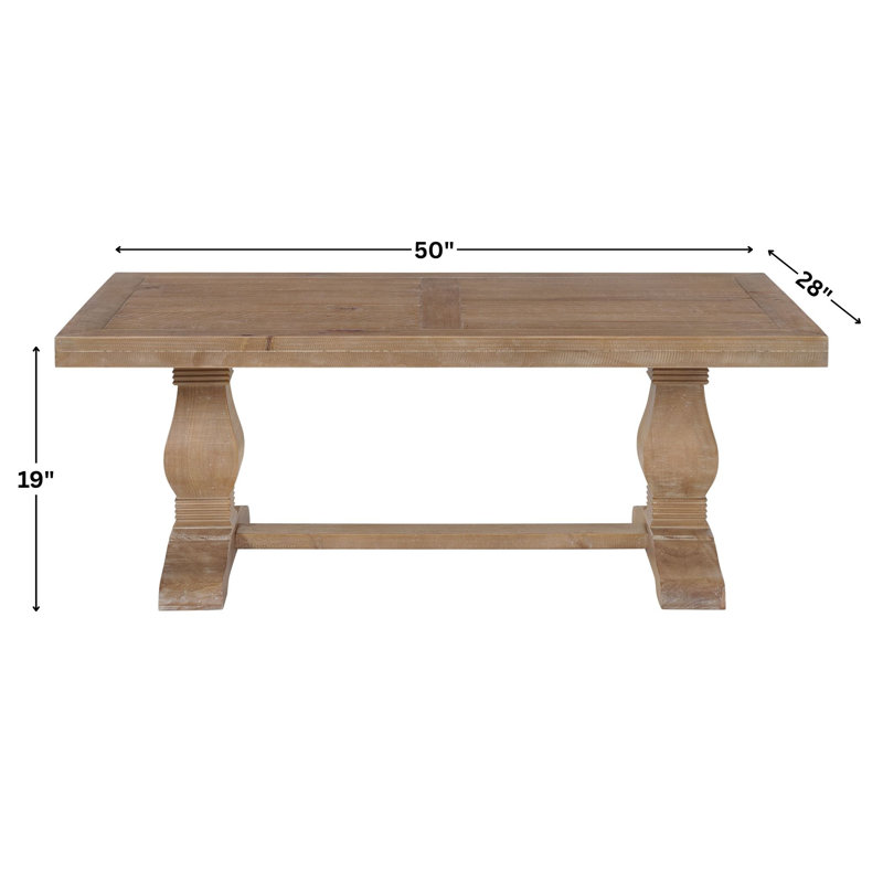 Sarcoline Solid Wood Pedestal Coffee Table, Driftwood