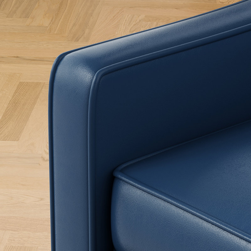 Canapé Mid-Century en similicuir bleu, Bleu