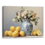 Reproduction sur toile «Lemon & Floral Vase», impression sur toile rustique de campagne morte, décoration murale encadrée dans un vase bleu et blanc, prête à être suspendue, 16 po x 12 po