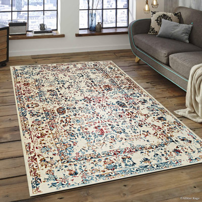 Tapis contemporain contemporain multicolore en laine et viscose Efrin