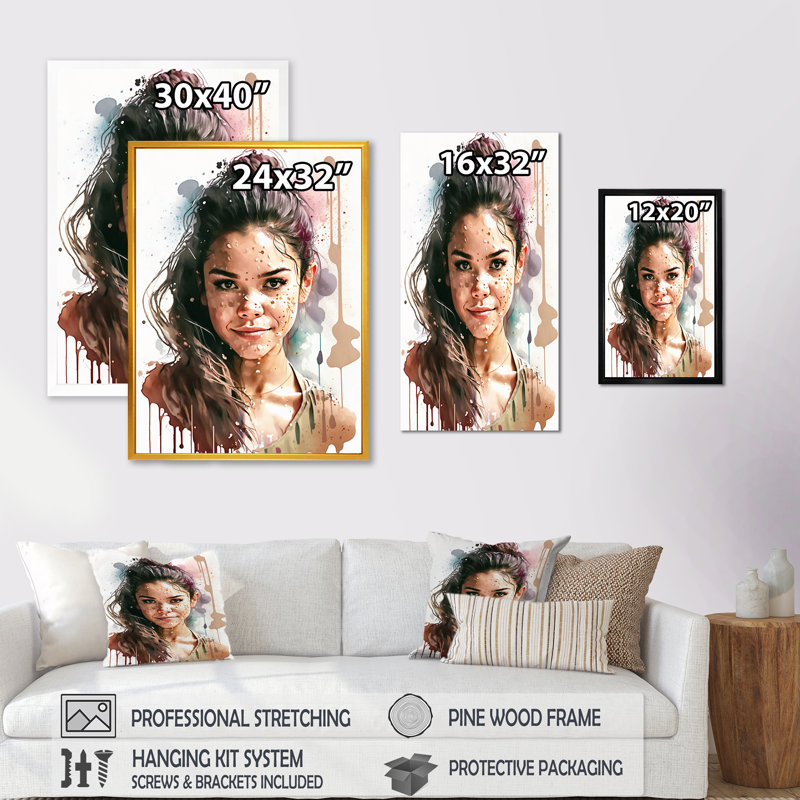 Style Icon Portrait IV - reproduction sur toile, Impression noire sur toile encadrée, H 20 po x l 12 po x P 1 po