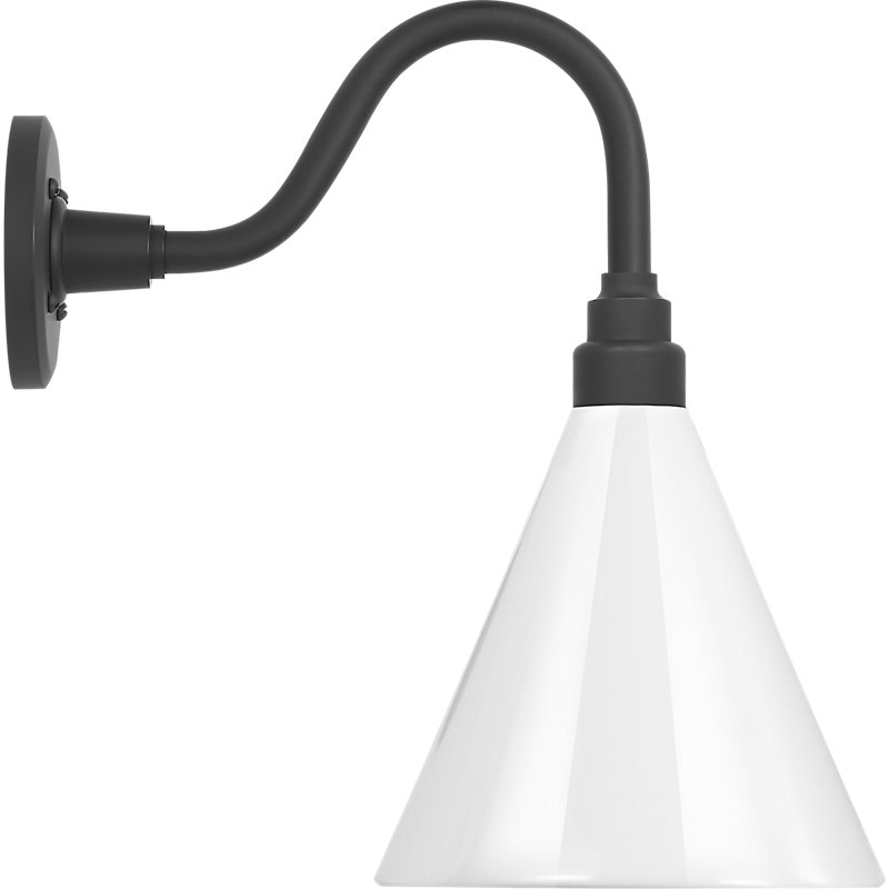 Thomas O'Brien 1 - Light Outdoor Barn Light, 15.5" H x 9" W x 15" D, White, Matte Black