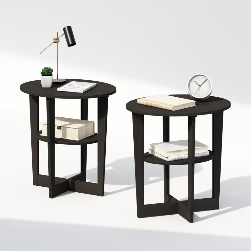 Table de chevet ovale Ebiot Designs Ebern Designs, noyer, ensemble de 2