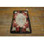 Late 19th Century Antique Ivory American Vase Folk Art Pattern Hooked Rug