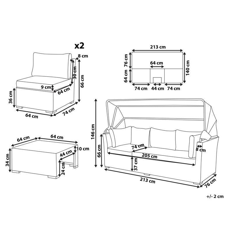 Demirhan 5 Seater Rattan Effect Sofa Set