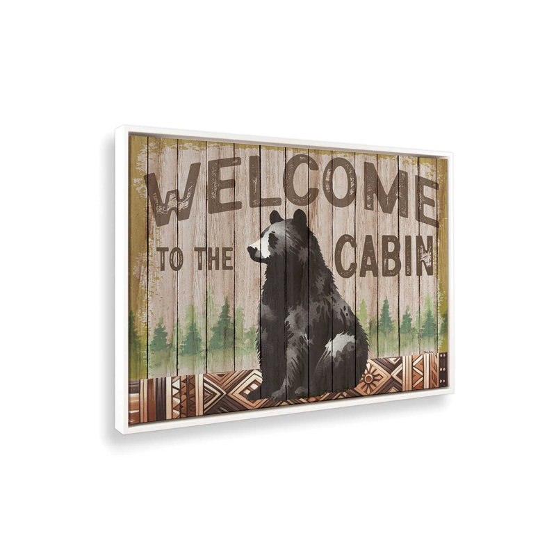 «Welcome to the Cabin» par Nicole DeCamp, reproduction d'art, L 32 po x H 24 po, Blanc, Toile avec cadre