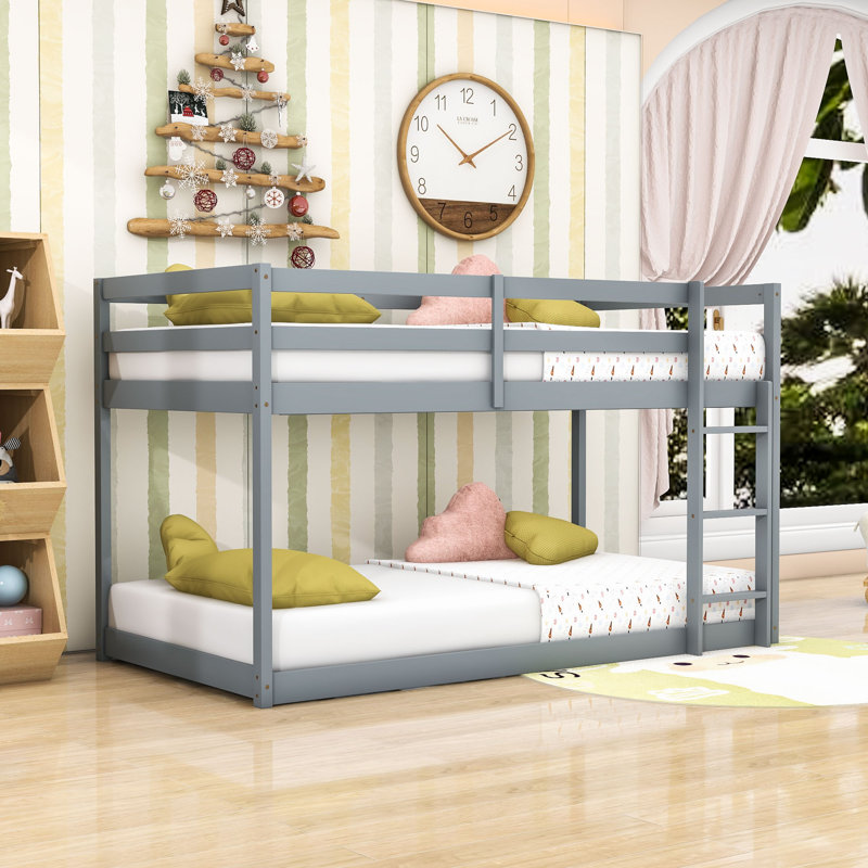 Nissequogue Kids Twin Over Twin Bunk Bed, Gray