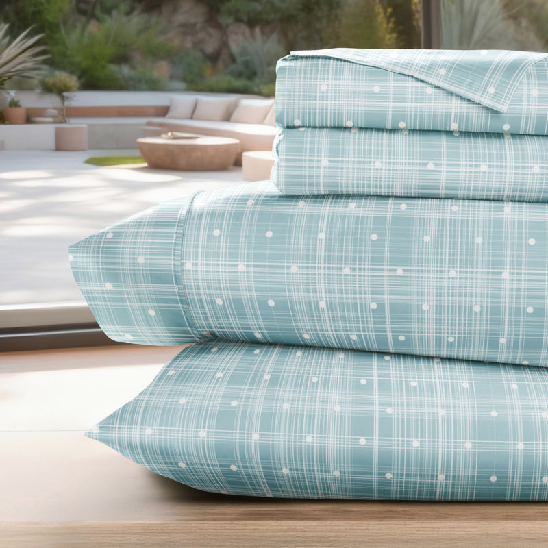 Ensemble de draps en microfibre à motif de pois Becky Cameron™, Aigue-marine, Très grand