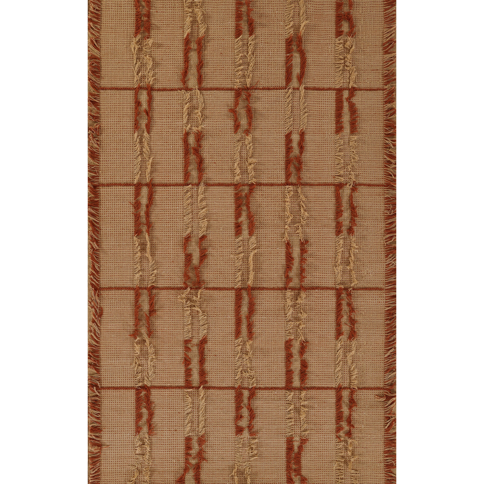 Celia Brown Hand-Woven Striped Wool Rug, Rectangle 2' x 3'