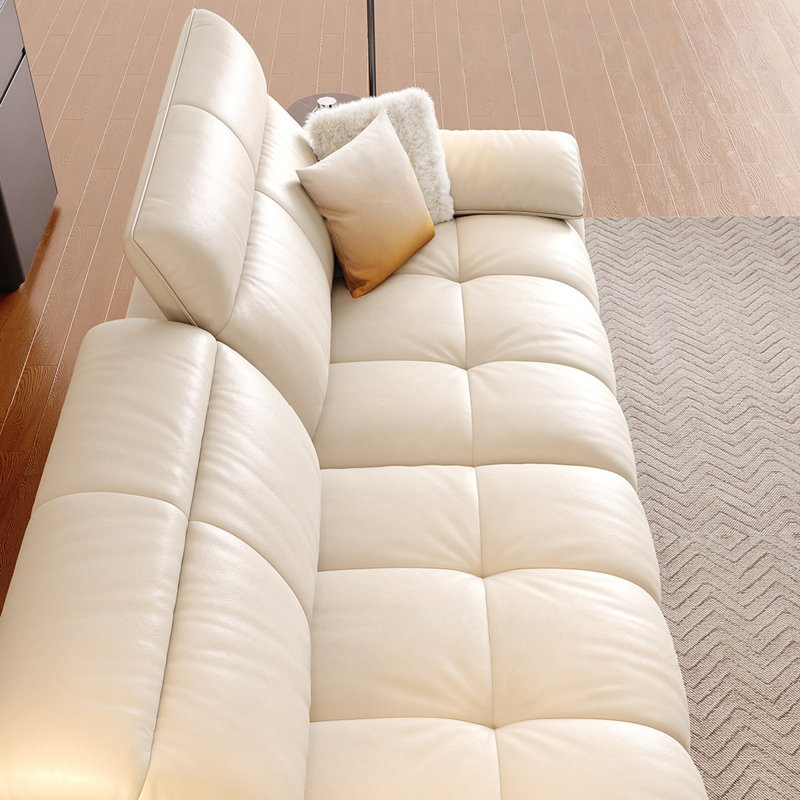 Coussin de canapé modulaire en cuir blanc, H 37,4 po x l 94,49 po x P 43,31 po, Blanc