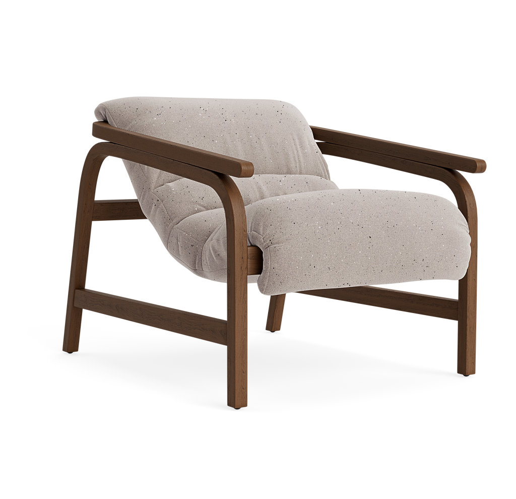 Cellire Chair, Stone Linen, Walnut/Medium Brown Wood