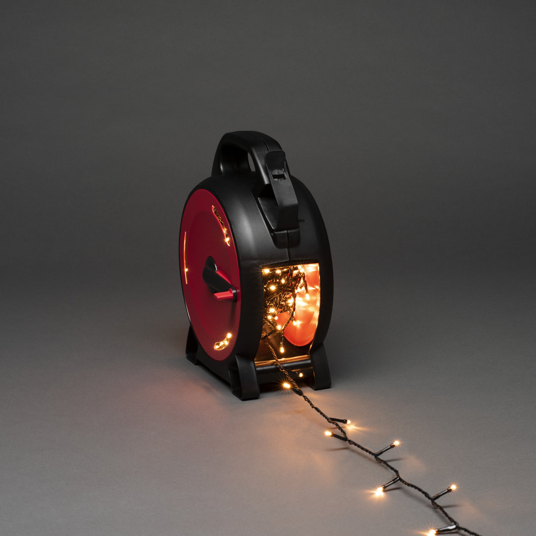 Konstsmide 600 Amber White LED Outdoor Christmas Lights - Durable Cable Reel