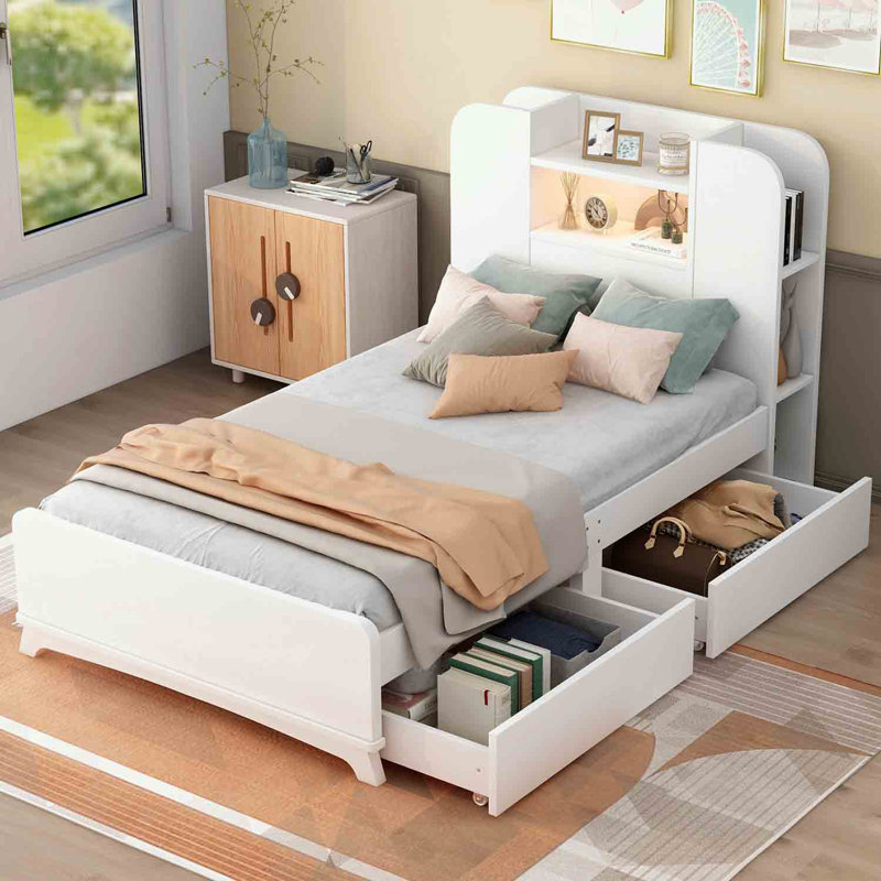 Platform Bed, White