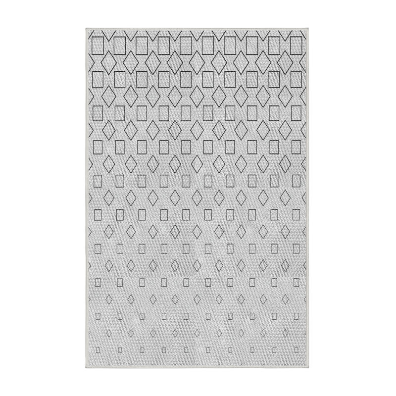 Tapis gris/zone noire à motifs, Rectangle 3 pi x 5 pi
