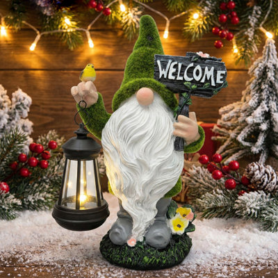 Statues de jardin solaire d'extérieur Gnomes-Pelouse, ornement de jardin - Cadeaux pour la pendaison de crémaillère