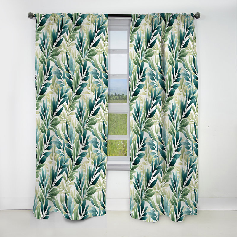 Leafy Tranquility Tropical Motif I - Rideau floral - Rideau occultant floral - 1 panneau, L 52 po x L 108 po