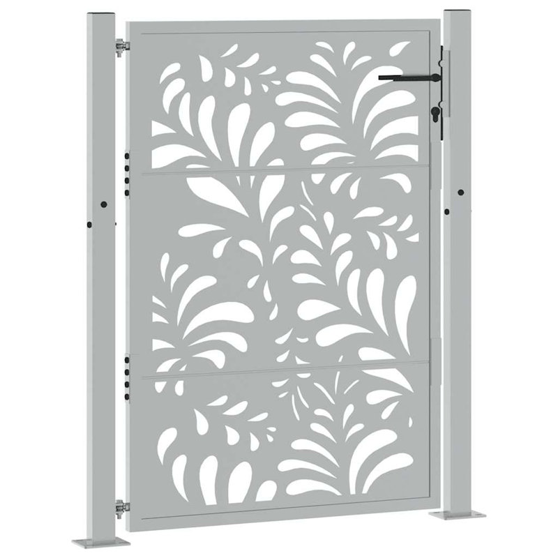 Vidaxl Patio Gate Steel Wave Design, 4.32 ft. H x 3.53 ft. W, Brown