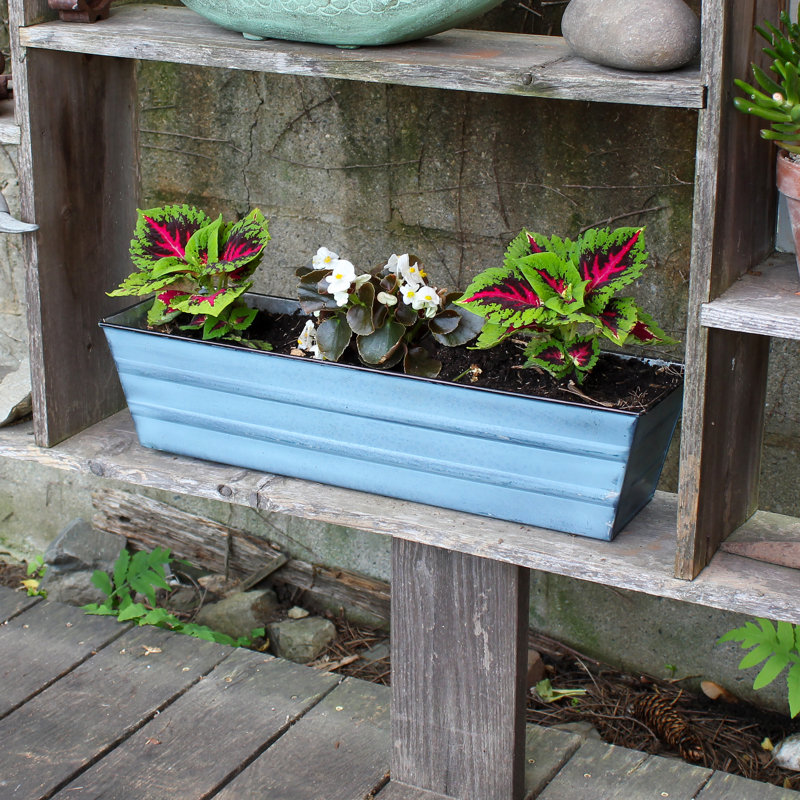 Metal Planter Box, Nantucket Blue