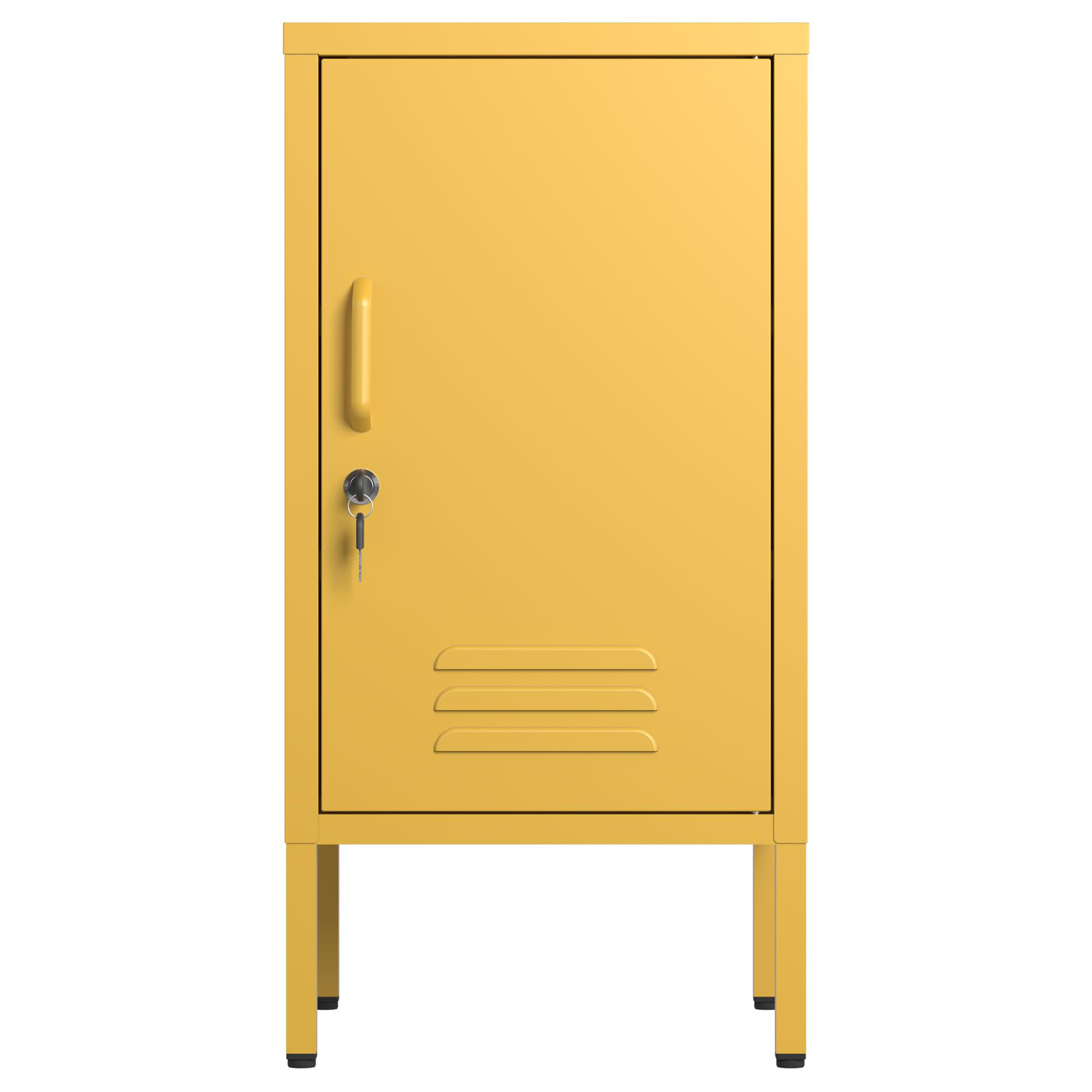 Metal Locker End Table,Modern Minimalist Room Side Table with 2 Adjustable Shelf,Anti-Tilt Design,Multi Storage Cabinet for Living Room Bedroom, Easy to Assemble 27.55”H x 13.78”W x 14.96”D