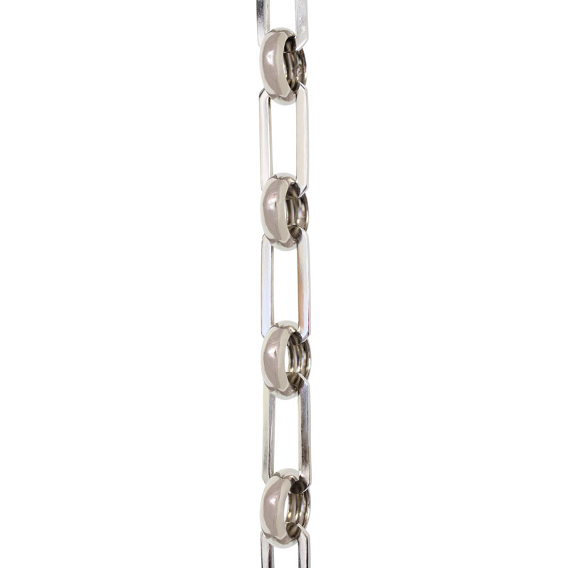 Lustre décoratif rectangulaire en forme de chaîne (3 pieds), Nickel poli, H 36 po x l 0,71 po x P 0,08 po