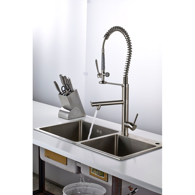 Robinet de cuisine avec douchette extractible en acier inoxydable
