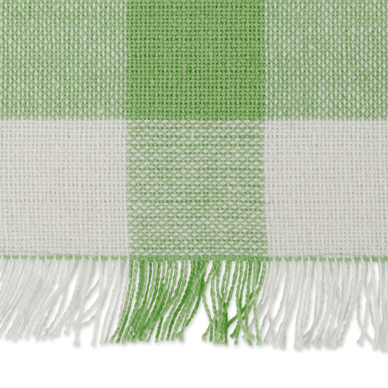 Laszlo Gingham 100% Cotton Table Runner, 14" L x 72" W, Bright Green