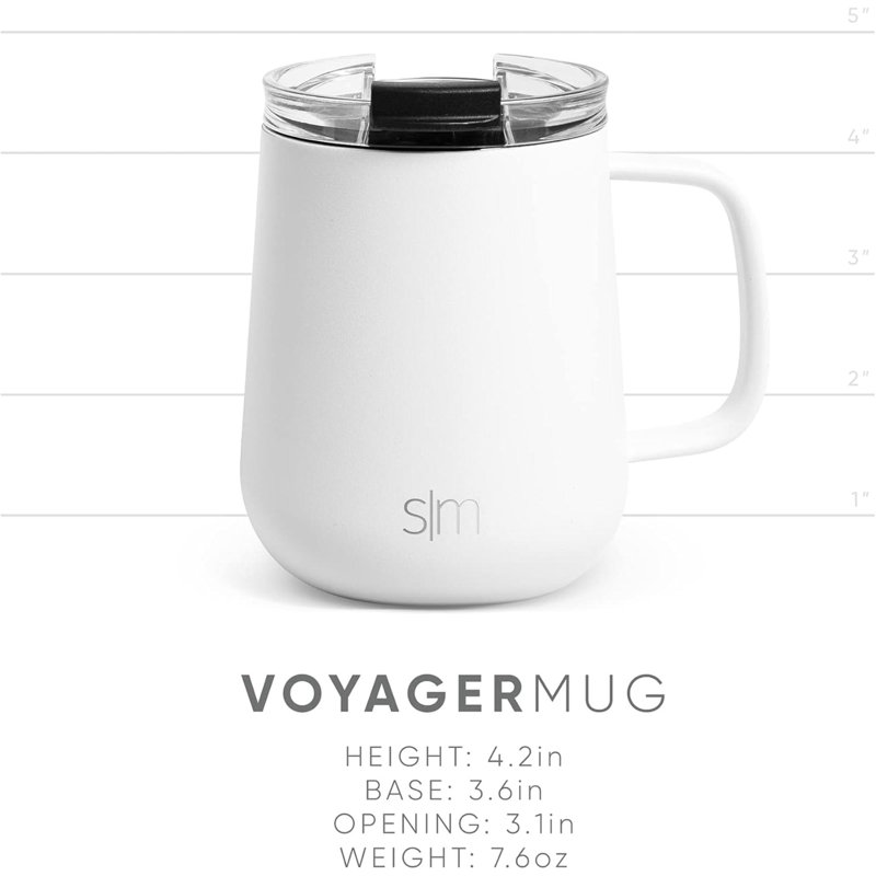 Tasse à café de voyage avec couvercle et poignée | Tasse à thé en acier inoxydable réutilisable et isolée | Cadeaux | Verre de mer de la collection Voyager / sauge