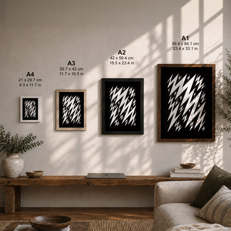 Electric Geometry Geometric - Framed Print, Unframed, A1 - 84.1 x 59.4 cm