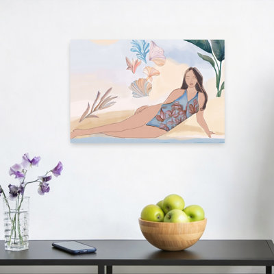 Tropical Beach Serenity Peaceful Serene Tranquil Coastal Wall Art Print 1 Piece Wrapped Canvas Wall Art