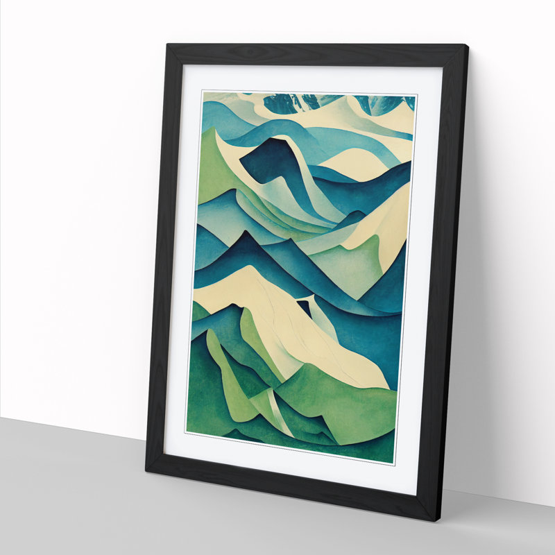 FRM-V0523-1079X Glacier Abstract Vol.1 - Picture Frame Print, 64cm H x 46cm W, Walnut Framed