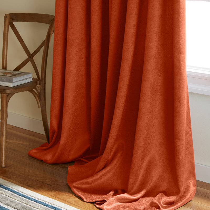 Phillipa Thermal Room Darkening Curtain, Orange, 52" W x 63" L