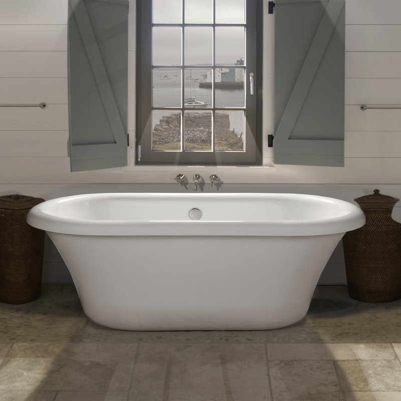 MTI Solutions Freestanding Soaking Bathtub, White, 26.5" H x 35" W x 71.25" L