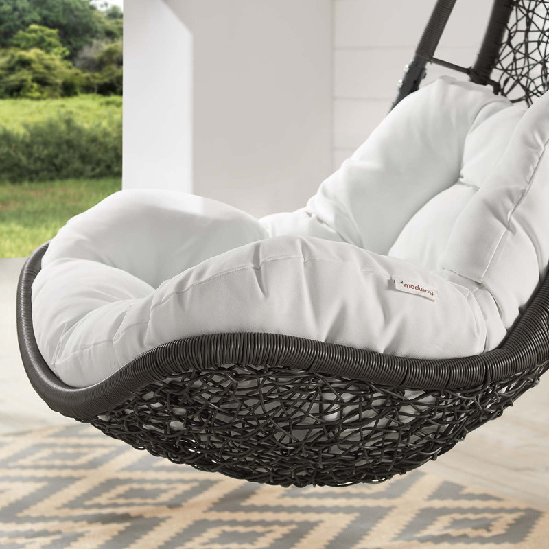  Abate Wicker Rattan Outdoor Patio Swing Chair, White/Gray