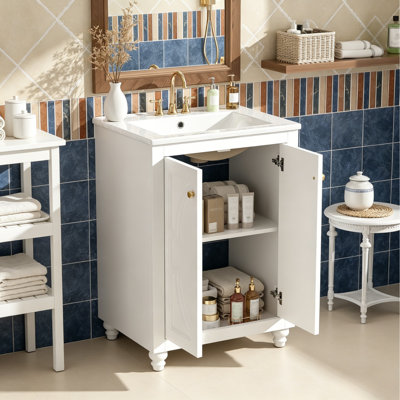24-inch Modern Bathroom Vanity With An Elegant Oval Pattern Design