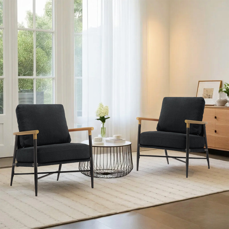 Fauteuil d'appoint Dajauna, Chenille noir