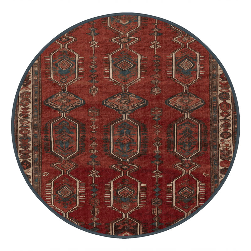 Machine Washable Persian Black Area Rug, Round 3'