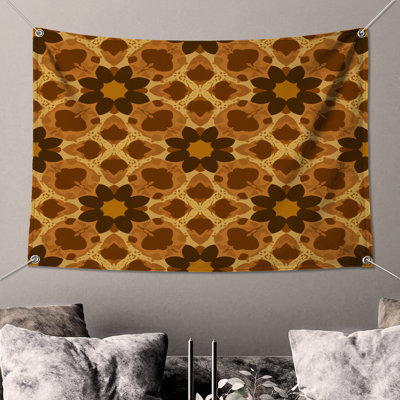 Brown Kaleidoscope Motif Wall Tapestry  Kaleidoscope Wall Decor