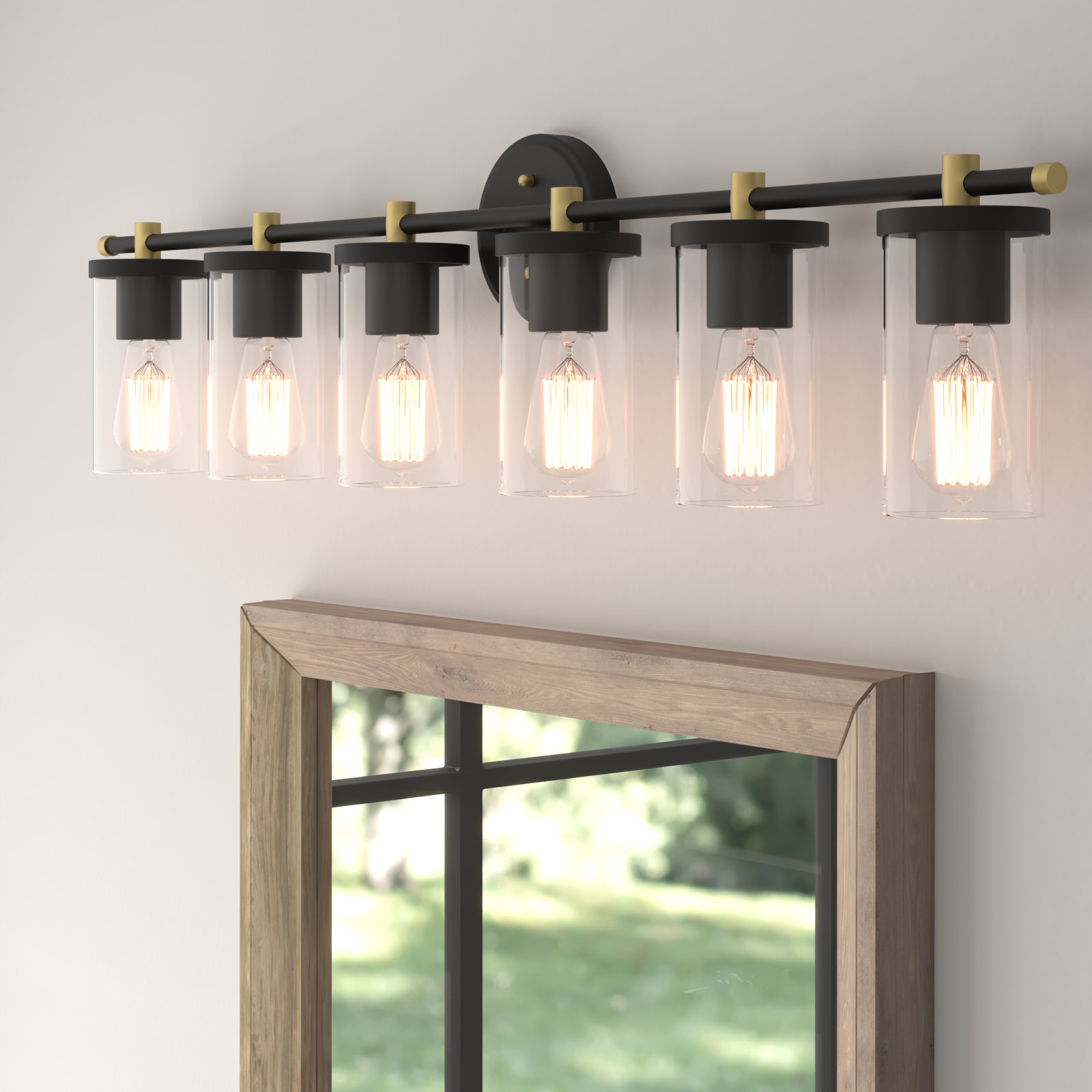 Greyleigh™ Burford 6-Light Bathroom Steel Dimmable Vanity Light ...