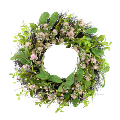 24" Echinops Floral Spring Wreath