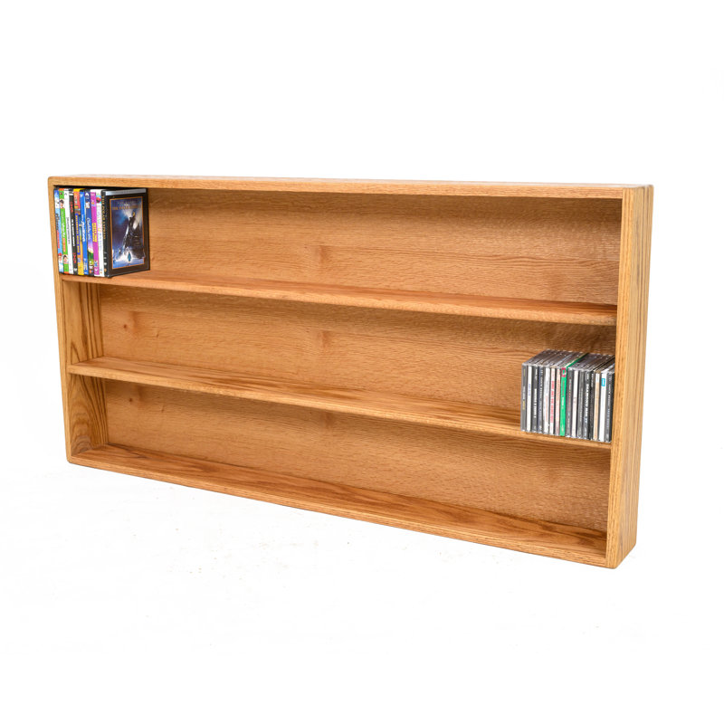 Support pour CD / DVD / VHS en bois de style tablette - Série 08, Brut, H 27 po x l 52 po x P 5,25 po