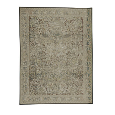 Hand-Knotted High-Quality Green and Green Area Rug