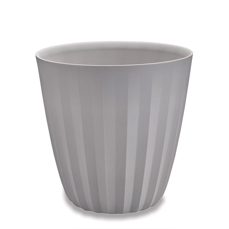 Crescent Garden Pleat Modern Round Pot Planter, Ash, 19" H x 19" W x 19" D