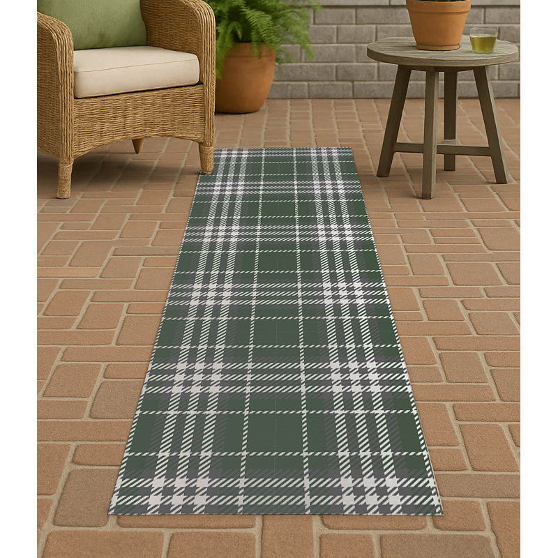 Christopher's Plaid Non-Slip Outdoor Rug, Runner 2'6" x 8'