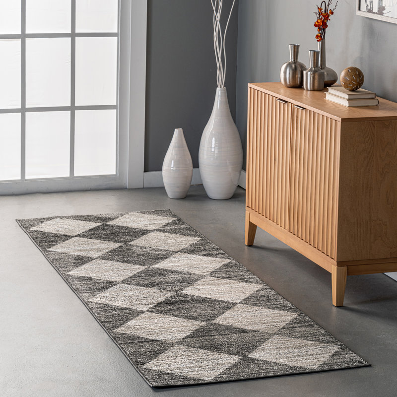 Delucia Geometric Gray/Beige Area Rug, Runner 2'8" x 8'