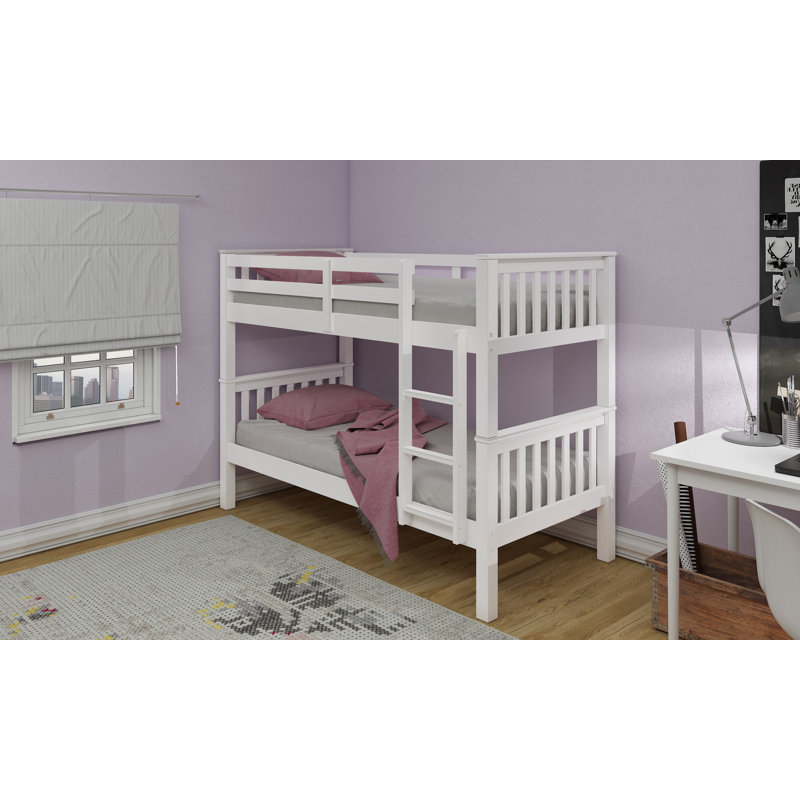 Lares Bunk Bed with Built-in Ladder Included, White, Small Single (2'6)
