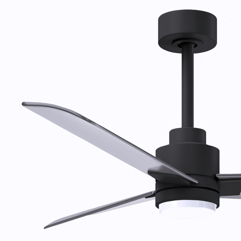 Ventilateur de plafond Alessandra, Noir mat, 42", Nickel brossé