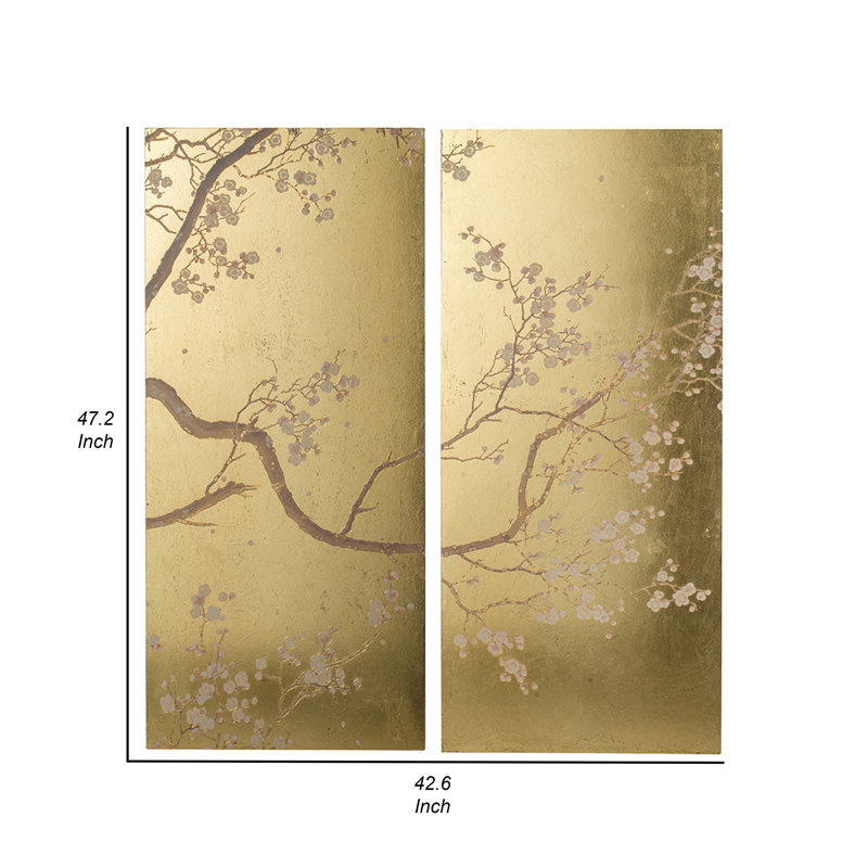 Motif floral divisé sur toile, 2 pièces minimalistes