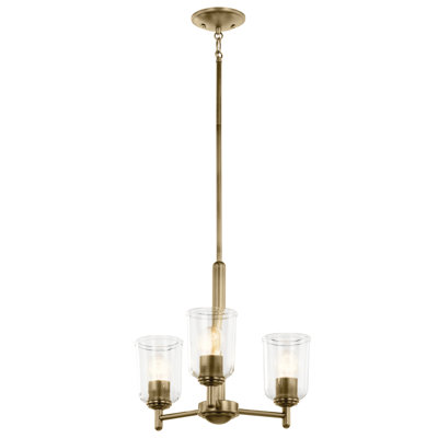 Mini-lustre 3 lumières 15,25 "avec verre transparent