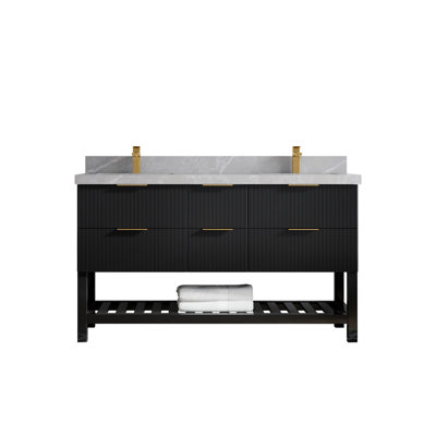 60'' Double Bathroom Vanity with Quartz Top